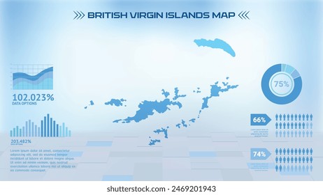 Blue British Virgin Islands Map with States, Political British Virgin Islands infographic map vector illustration
