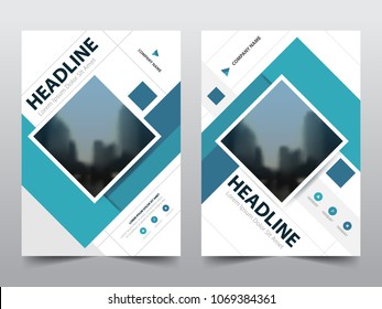 Blue brochure annual report flyer design template vector, Leaflet cover presentation abstract flat background, layout in A4 size