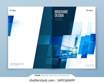 Blue Brochure Cover Template Layout Design. Corporate Business Brochure, Annual Report, Catalog, Magazine, Flyer Mockup. Creative Modern Bright Brochure Concept with Square Shapes Blue Brochure Cover Template Layout Design. Corporate Business Brochure, Annual Report, Catalog, Magazine, Flyer Mockup. Creative Modern Bright Brochure Concept with Square Shapes