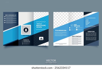 Blue Brochure design, brochure template, creative tri-fold, trend cover
