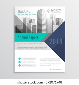 blue brochure flyer design template with geometric shapes