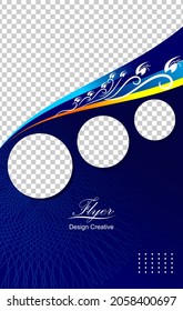 blue brochure, flyer poster, blue flyer cover, blue cover design vector illustration. One face flyer template. business flyer templates, in the style of 4 places round image and ornament