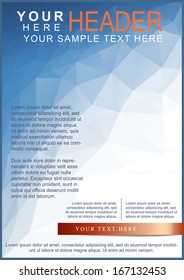 Blue brochure or flyer template on triangle pattern