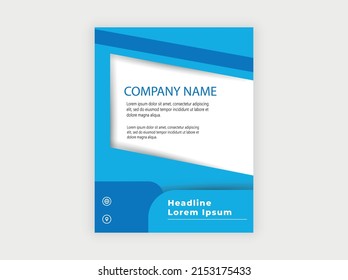 Blue brochure layout. Book cover, vector graphics.