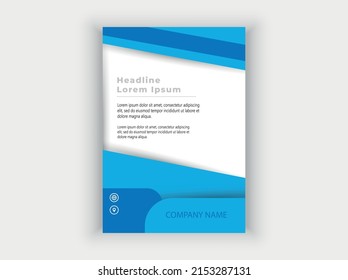 Blue brochure layout. Book cover, vector graphics.