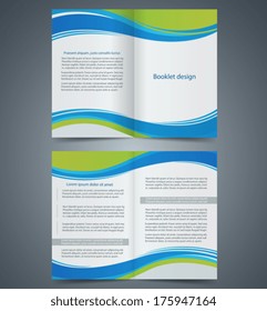 Blue brochure template design with green elements, layout business brochure, flyer template, booklet