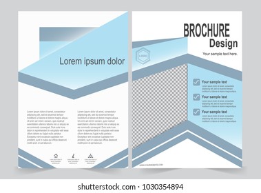Blue Brochure template flyer design, front and back template for annual report, magazine, poster