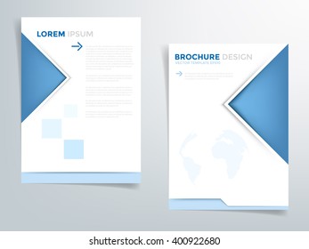 Blue brochure template flyer design background and blue triangle white paper element and space for add picture and add text for your artwork in A4 paper Size , vector eps10
