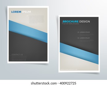 Blue brochure template flyer design vector overlap layer on black and grey space with sample text for A4 size