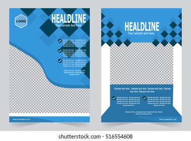 Blue Brochure template flyer design, abstract template for annual report, magazine, poster. vector illustration