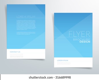 Blue Brochure Template Flyer Headline Design Background With Blue Element Concept With White Space For Article Text Design In A4 Size , Vector EPS10