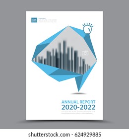 Blue Brochure template layout, cover design annual report, magazine, flyer or booklet in A4, magazine, advertising, poster, leaflet, business layout, polygon vector illustration