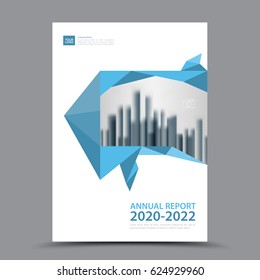 Blue Brochure template layout, cover design annual report, magazine, flyer or booklet in A4, magazine, advertising, poster, leaflet, business layout, polygon vector illustration
