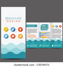 Blue brochure template whit flat icons