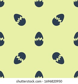Icono de huevo roto azul aislado sin fisuras en fondo amarillo. Feliz Pascua. Ilustración vectorial