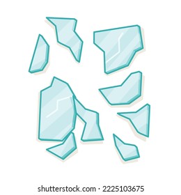 blue broken rectangular mirror plate kawaii doodle flat cartoon vector illustration