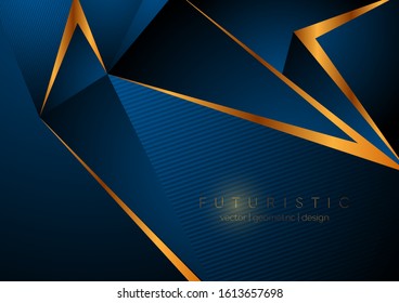 Blue and bronze geometric low poly abstract background. Hi-tech vector design