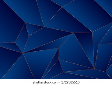 Blue and bronze geometric low poly abstract background. Hi-tech vector design