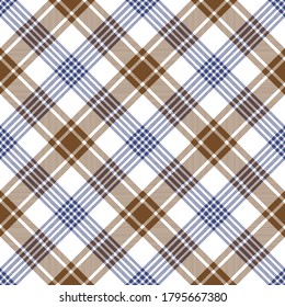 Blue and brown argyle plaid. Textile pattern design for pillows, shirts, dresses, tablecloth etc.
