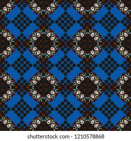Blue, brown and black vector polygonal illustration, which consist of rectangles. Rectangular pattern for your business design. Geometric background in Origami style with gradient.