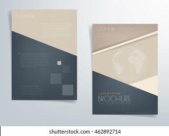 Blue and brown brochure template vector background flyer header design with space for text and message design in A4 size
