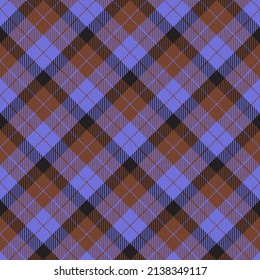 Blaue und braune Diagonalplatte. Nahtlose Vektortartan-Muster, geeignet für Mode, Heimeinrichtung und stationär.