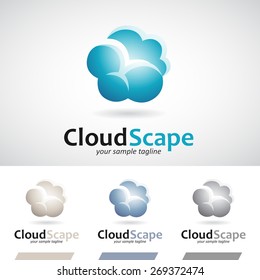 Blue and Brown Fluffy Rain Cloud Logo Icon Vector Illustration