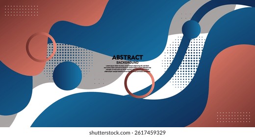 Blue and brown geometric business banner design. Creative banner design with wave and line shapes on white background for template. Vector Eps10