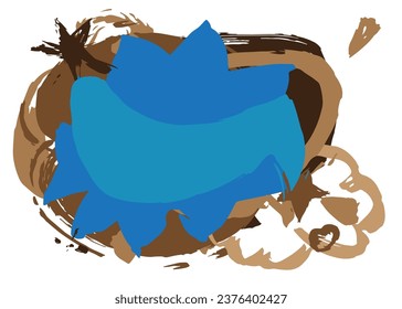 Blue and brown graffiti speech bubble. Abstract modern Messaging sign street art decoration, Discussion icon performed in urban painting style.