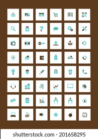 blue - brown icons for eshop, suitable for flat design, suitable for flat design, vector illustration, eps 10