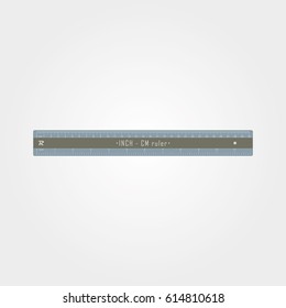 Blue and brown inch cm ruler flat vector design