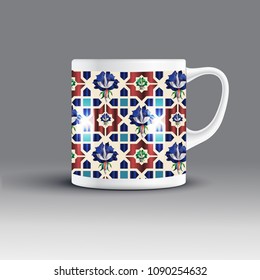 blue brown inlay work cup design