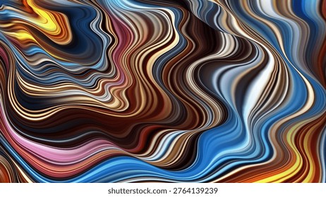 Blue brown marble background. Nature gradient wave bg. Precious gemstone onyx texture. Abstract flowing layered slate. Vector illustration, EPS 10.