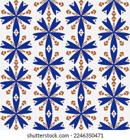 Azul con fondo ornamental marrón sin costuras