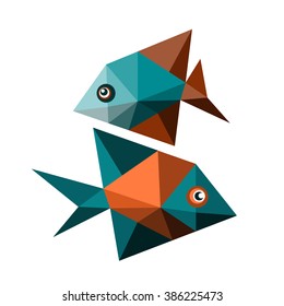 blue and brown polygonal fish