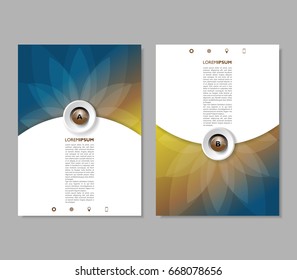 Blue and brown report brochure flyer design template vector. Abstract background. 