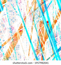 Blue, brown seamless texture with dots and stripes. Abstract vector background for web page, banners backdrop, fabric, home decor, wrapping