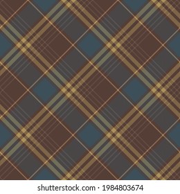 Blue, brown and taupe argyle plaid. Tartan pattern for textile, paper and other prints.