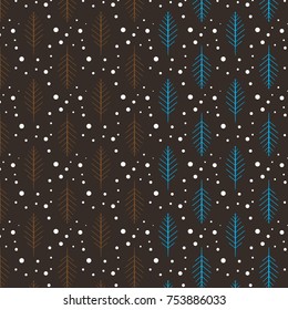 Blue Brown Tree Branch Pattern
