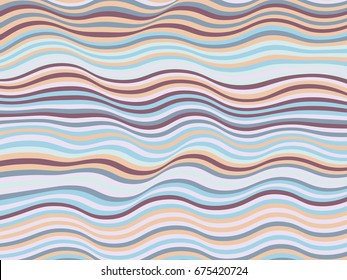 Blue and brown wavy lines vector, curves ripple pattern, colorful background. Minimalist design. Banner, billboard, poster or presentation cover, card backdrop. Abstract striped wavy lines vector.
