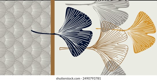 Blue, brown and white vector seamless elegant pattern with leaves on white background. Abstract illustration with doodles and leaves. Design for wallpaper, fabric makers.
