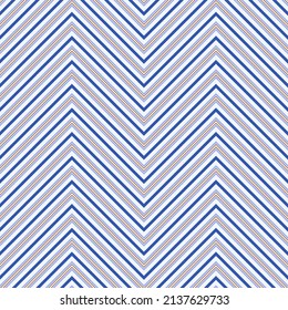 Blue and brown zigzag stripe. Seamless vector herringbone pattern suitable for fashion, home decor and stationary.