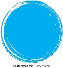 Círculo de pincel azul. Vector de marca redonda aislado en el fondo. Vector de círculo de pincel azul pintado. Para placa de grunge, plantilla de diseño de sello, tinta y sello. Forma de círculo dibujado a mano redondeada, vector