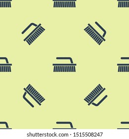 Blue Brush for cleaning icon isolated seamless pattern on yellow background.  Vector Illustration