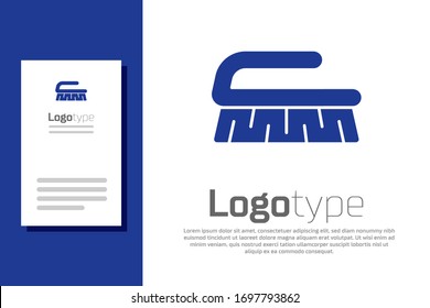 Blue Brush for cleaning icon isolated on white background. Cleaning service concept. Logo design template element. Vector Illustration