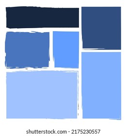rectángulos de pincel azul. Textura del pincel. Banner acuarela. Mancha de pincel de tinta. Ilustración vectorial. imagen de stock.