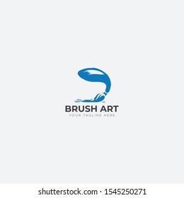 blue and brush rocket art logo design modern logo