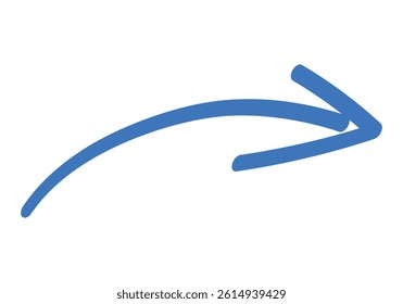 Blue brush stroke arrow on white background