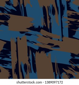 Blue brush stroke artistic seamless pattern.