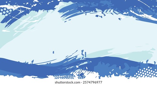 Blue brush stroke Background,  flat banner design background, Abstract grunge banner background vector, halftone